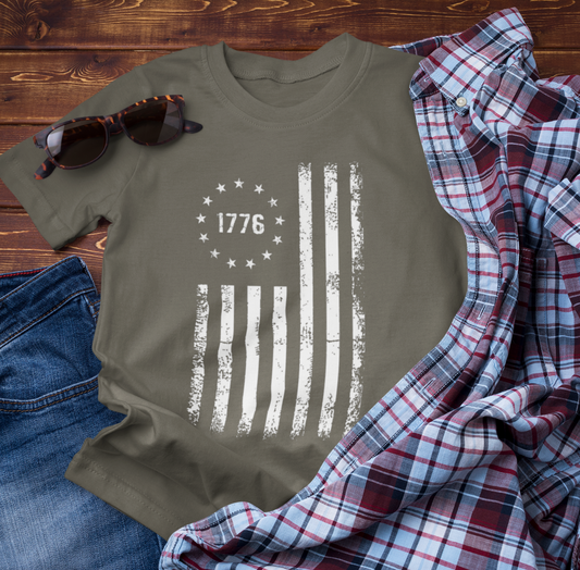 1776 Flag Unisex T-Shirt, Patriotic Tee for Celebrating Our Founding, USA History Shirt, July 4th Tee, American Flag Shirt, Independence Day