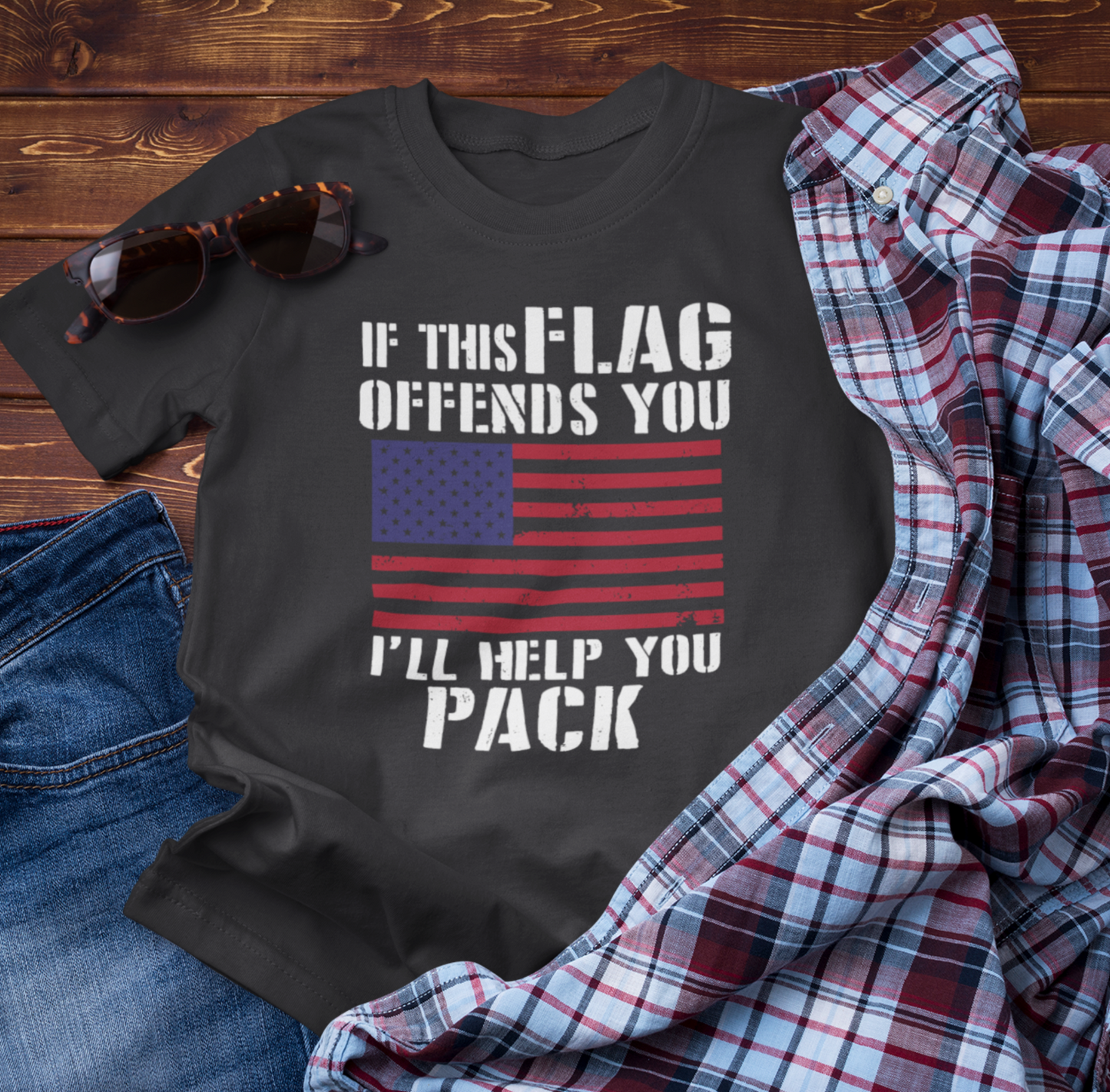 If This Flag Offends You I'll Help You Pack Patriotic T-Shirt, American Flag Gift, Patriotic Apparel, Red White Blue Tee