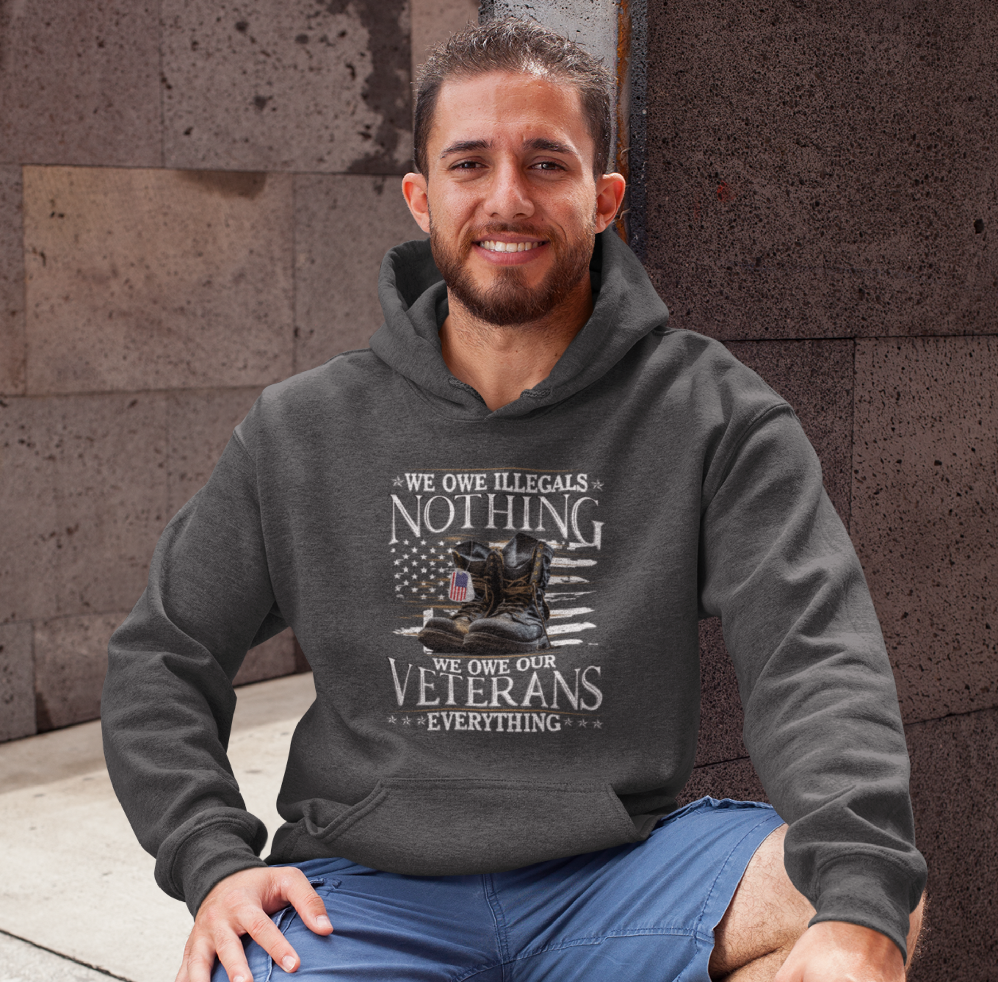 We Owe Illegals Nothing, We Owe Our Veterans Everything Patriotic Unisex Hoodie, Patriotic Apparel, Military Appreciation