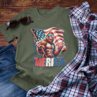 Patriotic Beast Unisex Tee, American Holidays Shirt, Independence Day Gift, Summer BBQ Attire, Funny Tee for Casual Wear