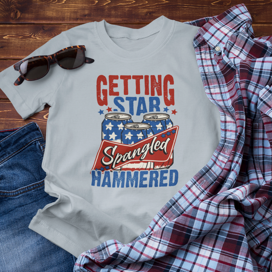 Star Spangled Hammered Tee - Fun Independence Day Shirt, Casual Summer Wear, Party T-Shirt, BBQ Outing Gift, USA Pride Apparel