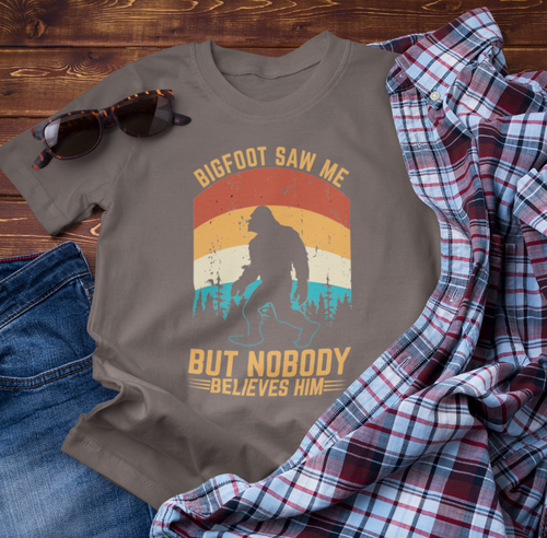 Bigfoot Saw Me T-Shirt, Fun Graphic Tee, Unisex Slogan Shirt, Perfect for Outdoor Lovers