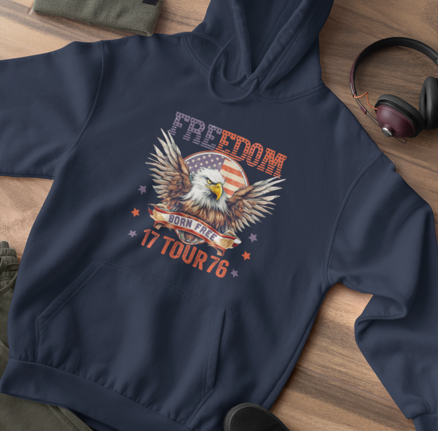 Freedom Tour 1776 Patriotic Unisex Hoodie, USA Flag, American Pride, Independence Day Apparel