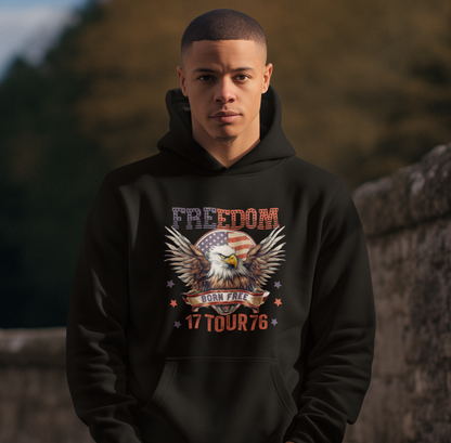 Freedom Tour 1776 Patriotic Unisex Hoodie, USA Flag, American Pride, Independence Day Apparel