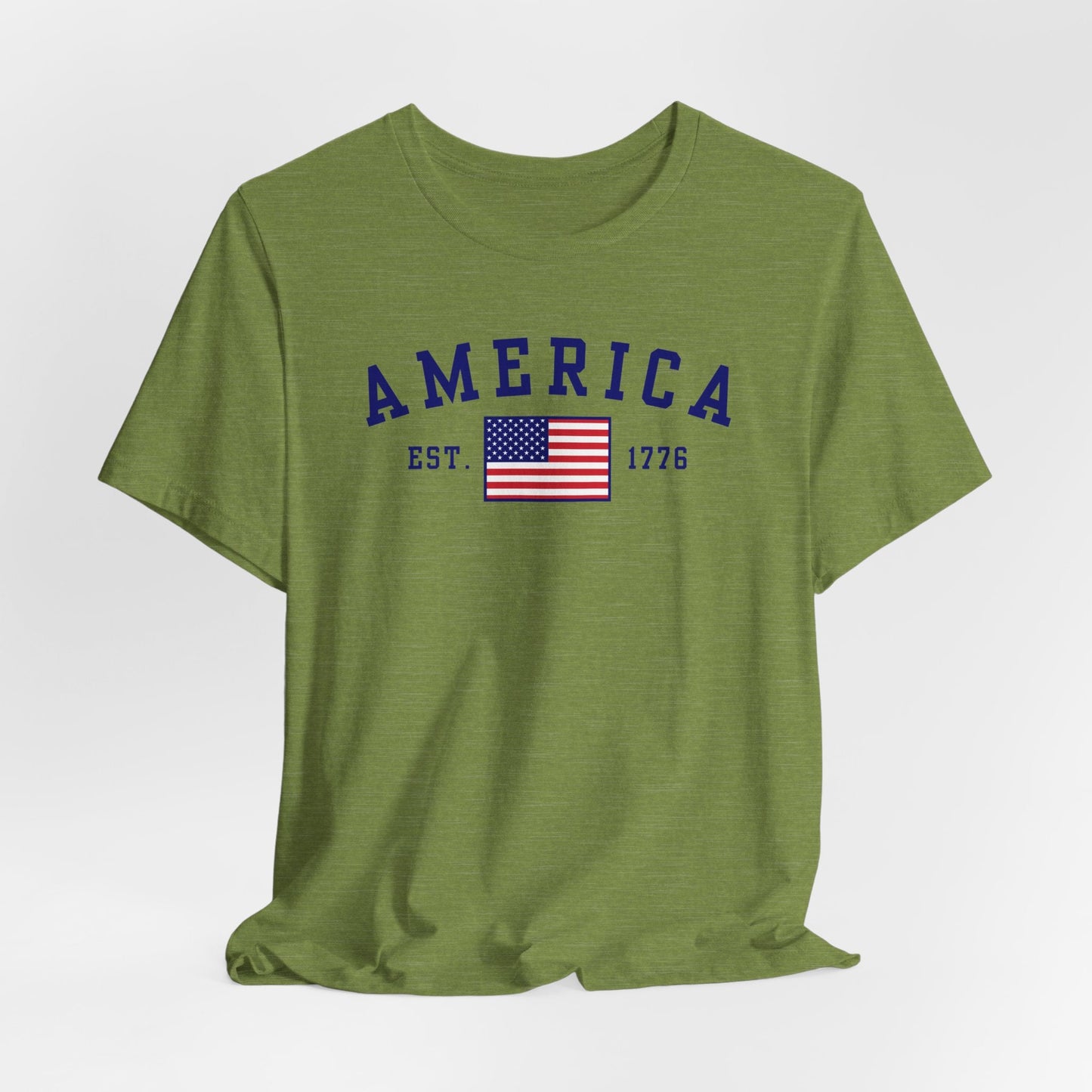 America Est 1776 Patriotic Unisex T-Shirt (Blue Print) Celebrate Freedom and Liberty, Independence Day Shirt