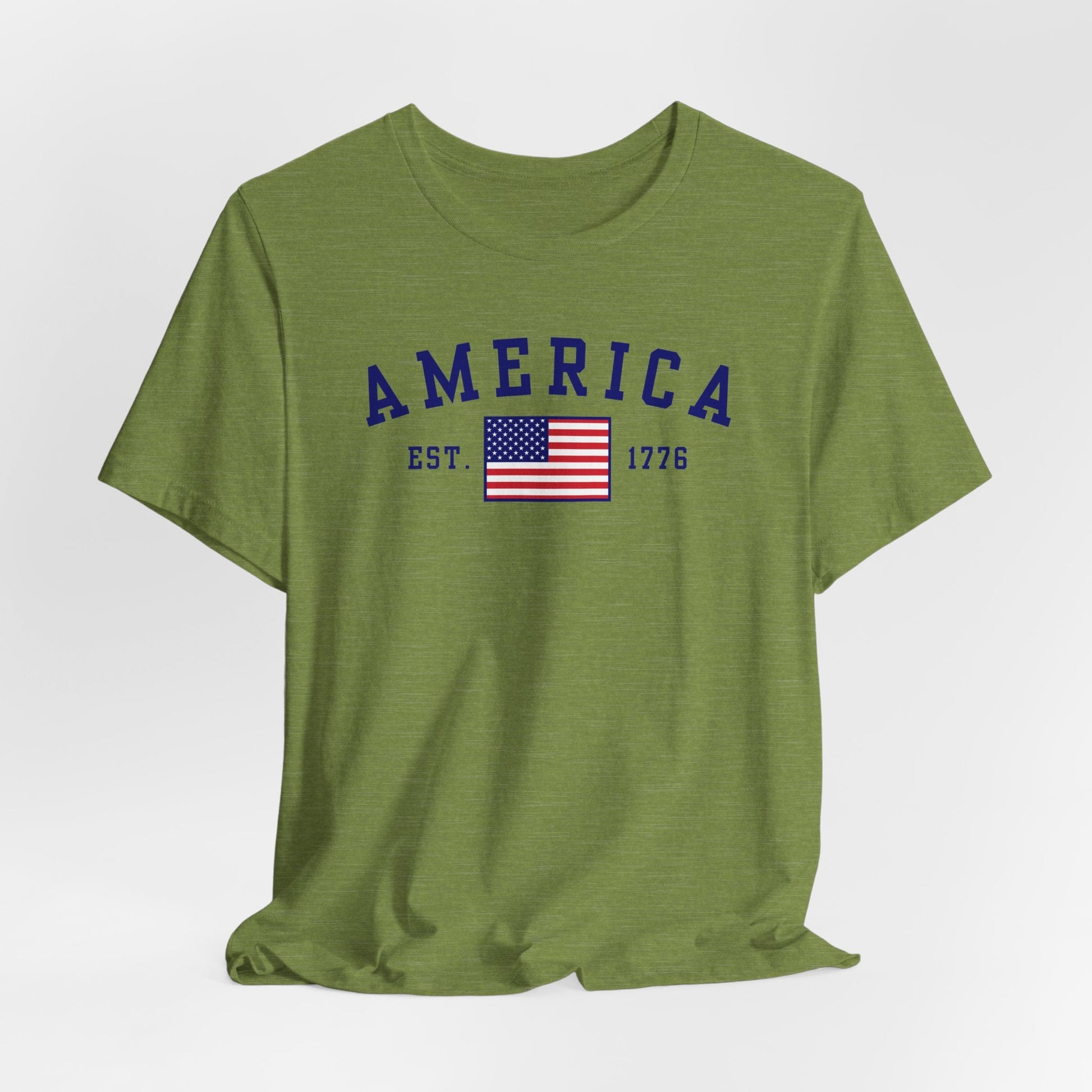 America Est 1776 Patriotic Unisex T-Shirt (Blue Print) Celebrate Freedom and Liberty, Independence Day Shirt
