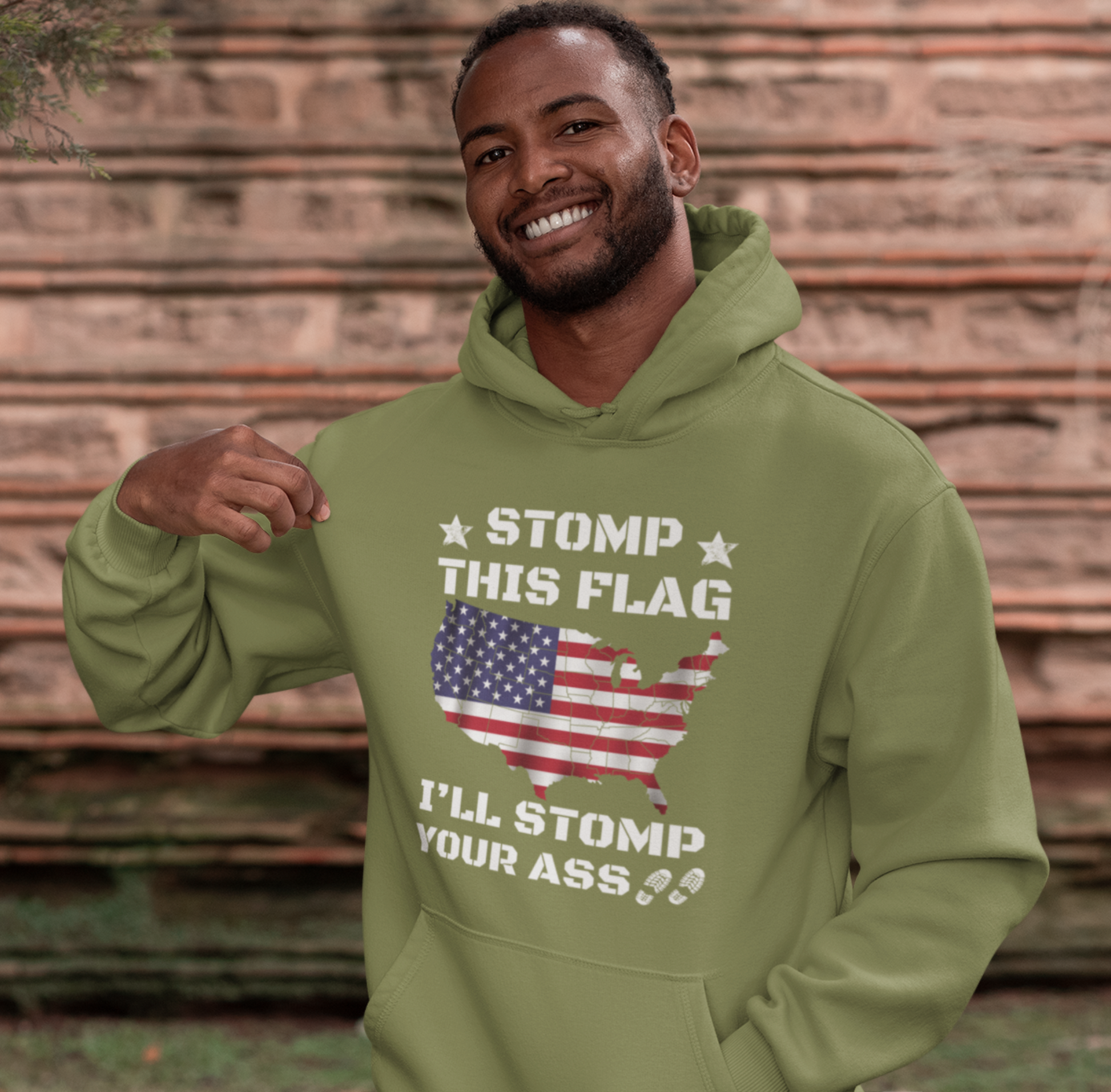 Stomp My Flag I'll Stomp Your Ass Unisex Hoodie, Bold Sweatshirt, Patriotic Gifts, USA Flag Hoodie