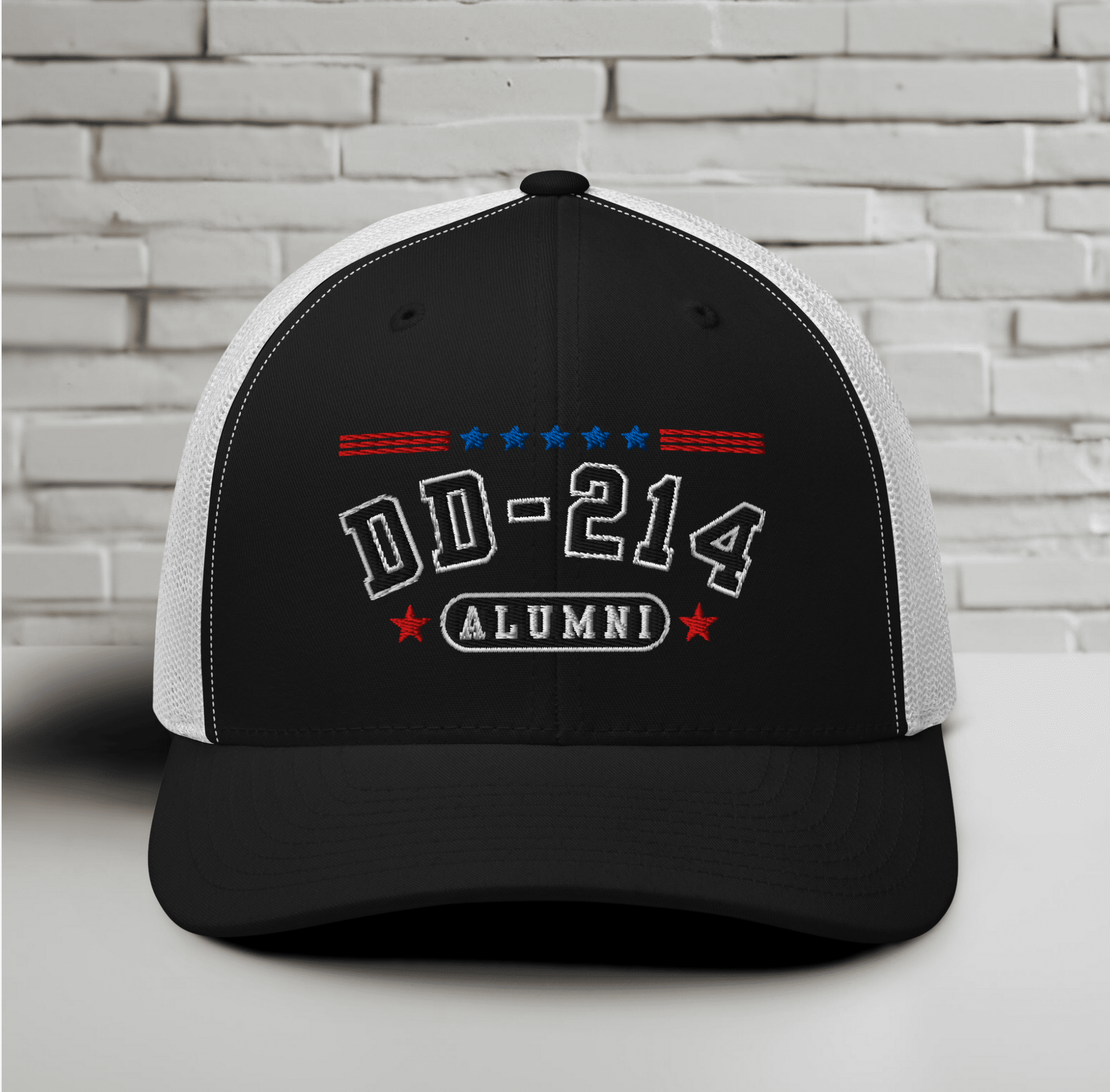 DD-214 Alumni Snapback Trucker Cap - Black Embroidery, Celebrate Your Military Journey!