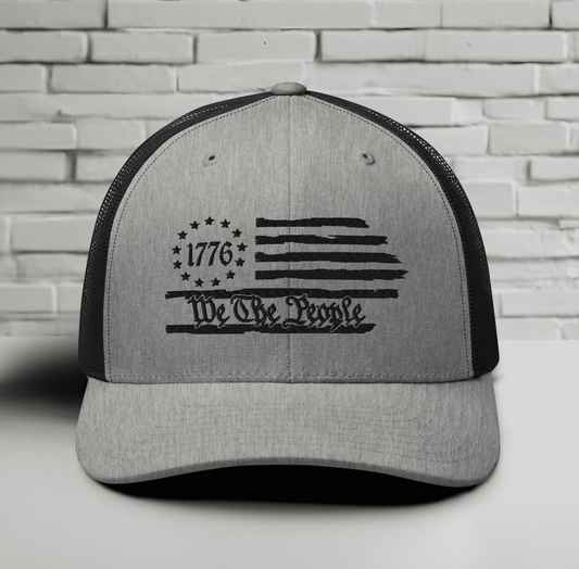 We The People 1776 Trucker Hat USA, American Flag Snapback Trucker Cap