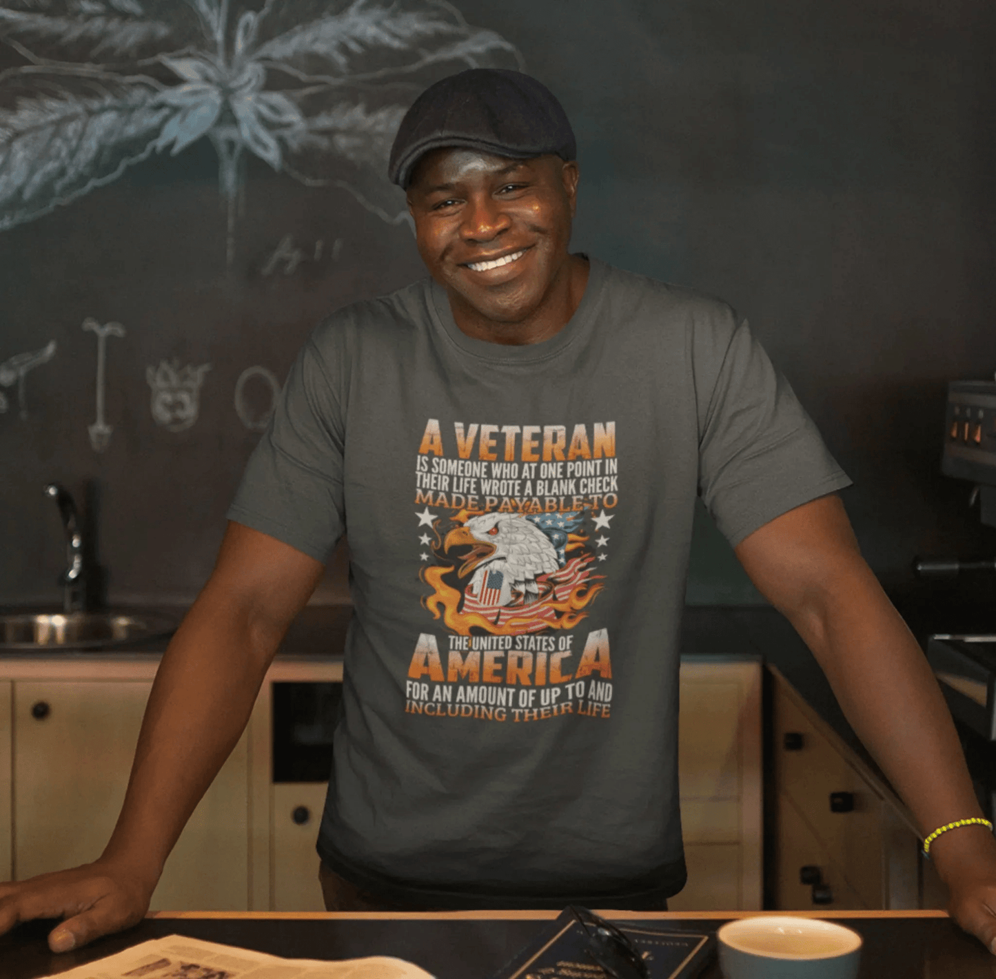 A Veteran is Someone Who Wrote a Blank Check Payable to America Patriotic T-Shirt, Veteran Gift, Military Tee, Unisex Shirt - SKULLFURY MERCH