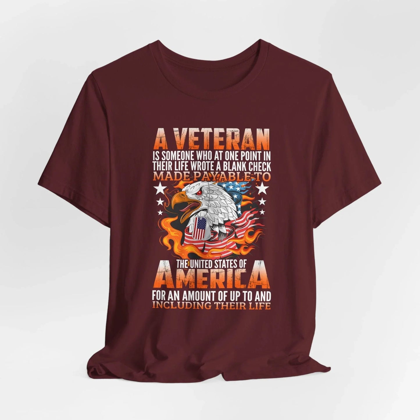 A Veteran is Someone Who Wrote a Blank Check Payable to America Patriotic T-Shirt, Veteran Gift, Military Tee, Unisex Shirt - SKULLFURY MERCH