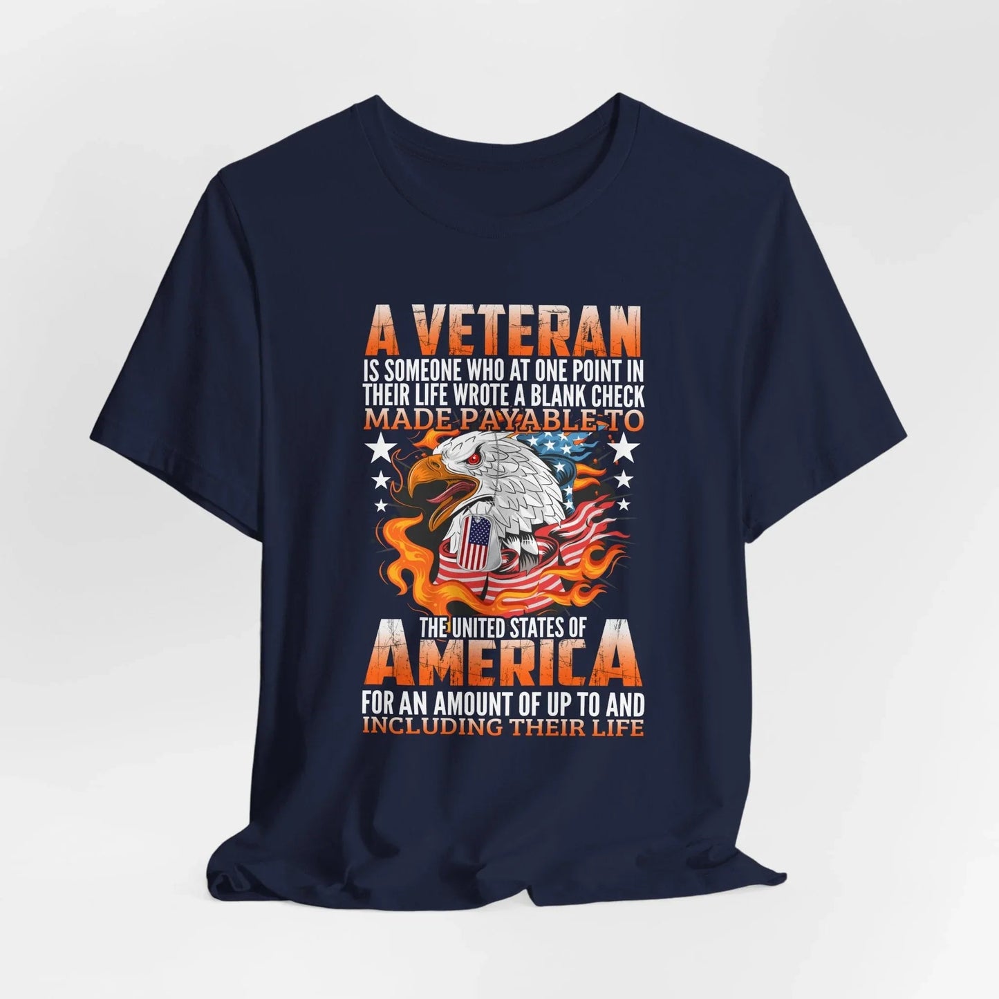 A Veteran is Someone Who Wrote a Blank Check Payable to America Patriotic T-Shirt, Veteran Gift, Military Tee, Unisex Shirt - SKULLFURY MERCH