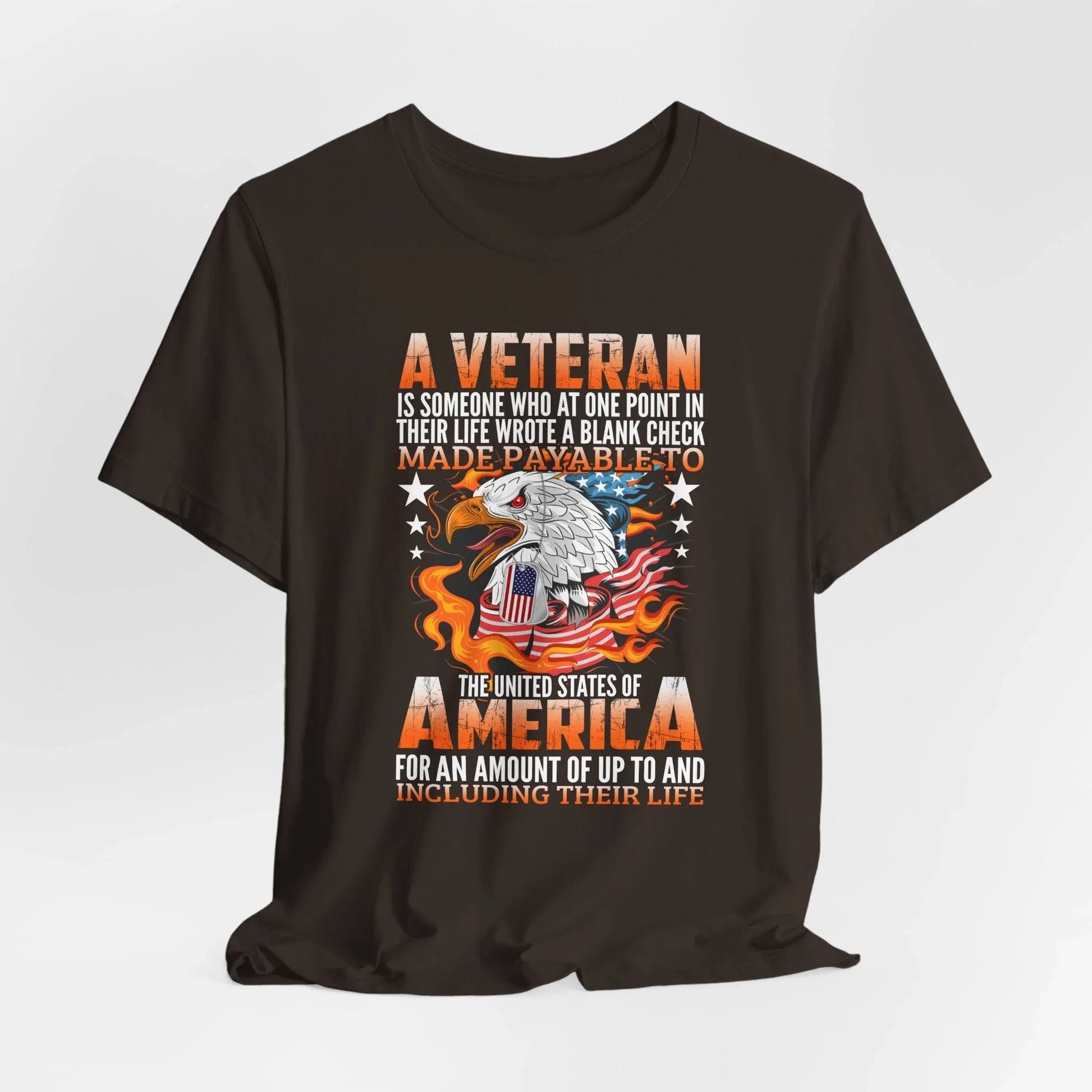 A Veteran is Someone Who Wrote a Blank Check Payable to America Patriotic T-Shirt, Veteran Gift, Military Tee, Unisex Shirt - SKULLFURY MERCH