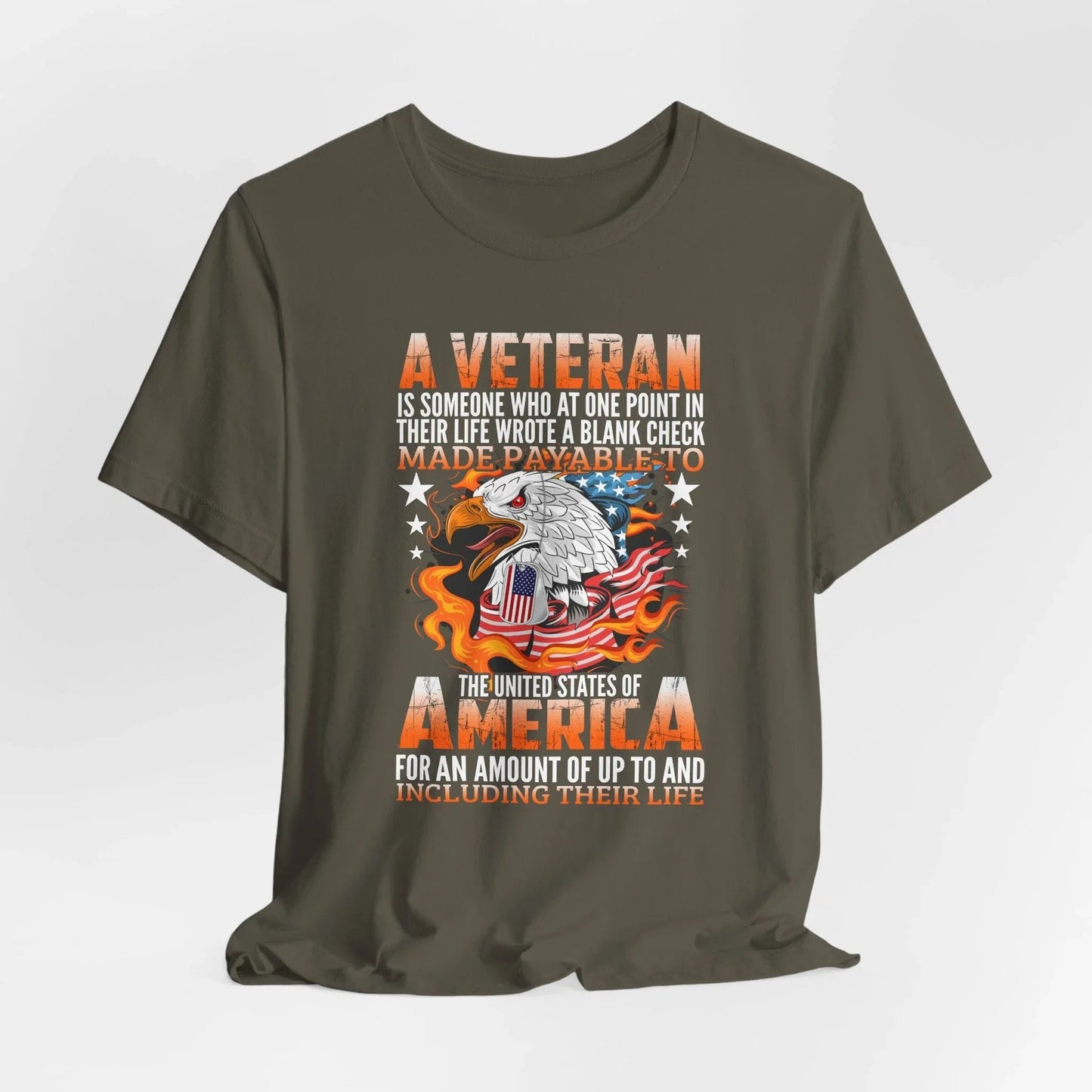 A Veteran is Someone Who Wrote a Blank Check Payable to America Patriotic T-Shirt, Veteran Gift, Military Tee, Unisex Shirt - SKULLFURY MERCH