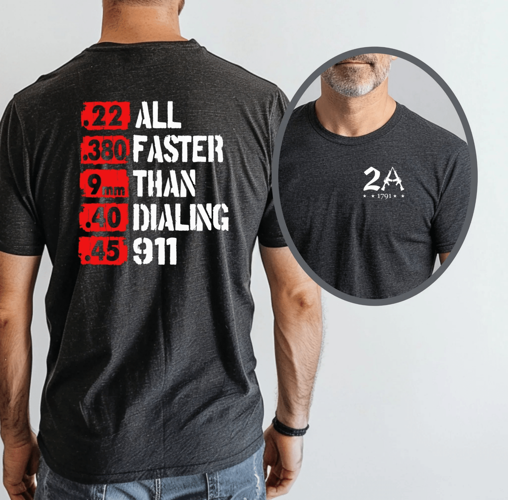 All Faster Than Dialing 911 Patriotic Unisex T-Shirt, 2nd Amendment Unisex Tee, , Premium Shirt, American Patriot Gift, - SKULLFURY MERCH