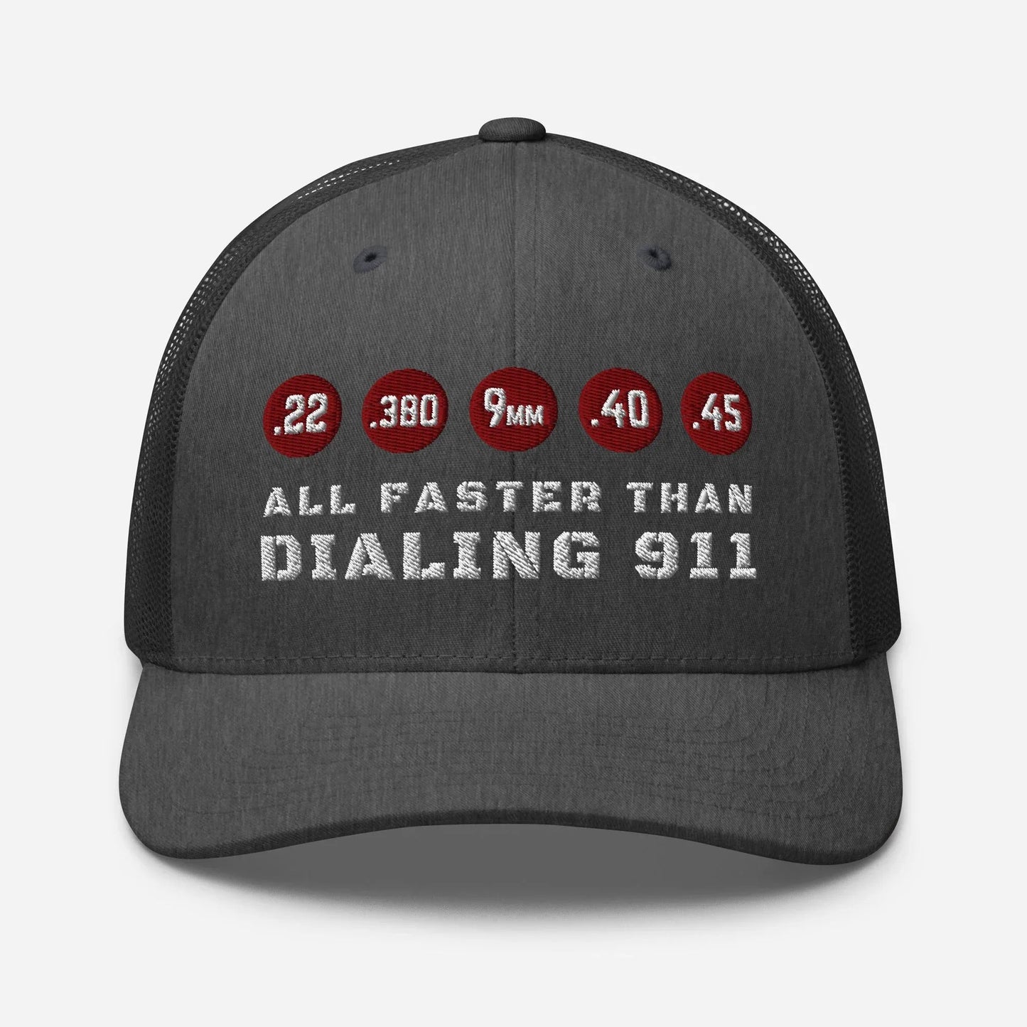All Faster Than Dialing 911 Snapback Trucker Cap - SKULLFURY MERCH