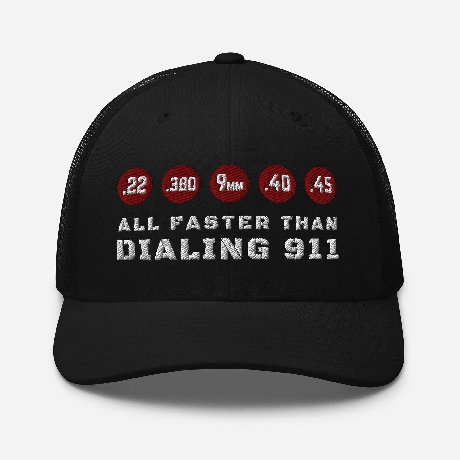 All Faster Than Dialing 911 Snapback Trucker Cap - SKULLFURY MERCH