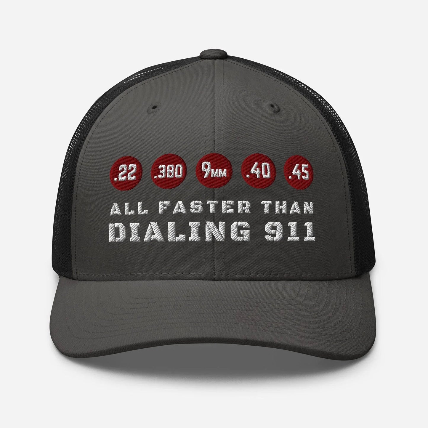 All Faster Than Dialing 911 Snapback Trucker Cap - SKULLFURY MERCH