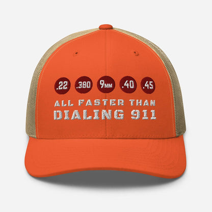 All Faster Than Dialing 911 Snapback Trucker Cap - SKULLFURY MERCH