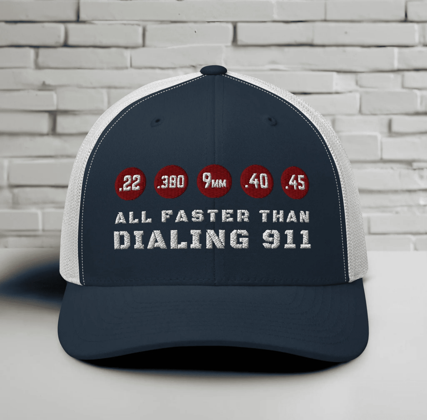 All Faster Than Dialing 911 Snapback Trucker Cap - SKULLFURY MERCH