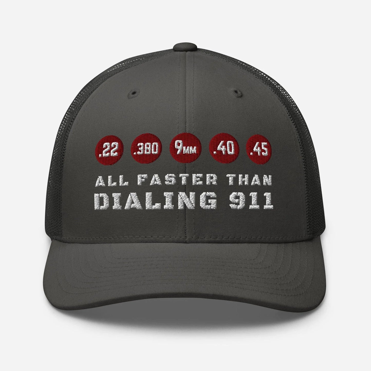 All Faster Than Dialing 911 Snapback Trucker Cap - SKULLFURY MERCH