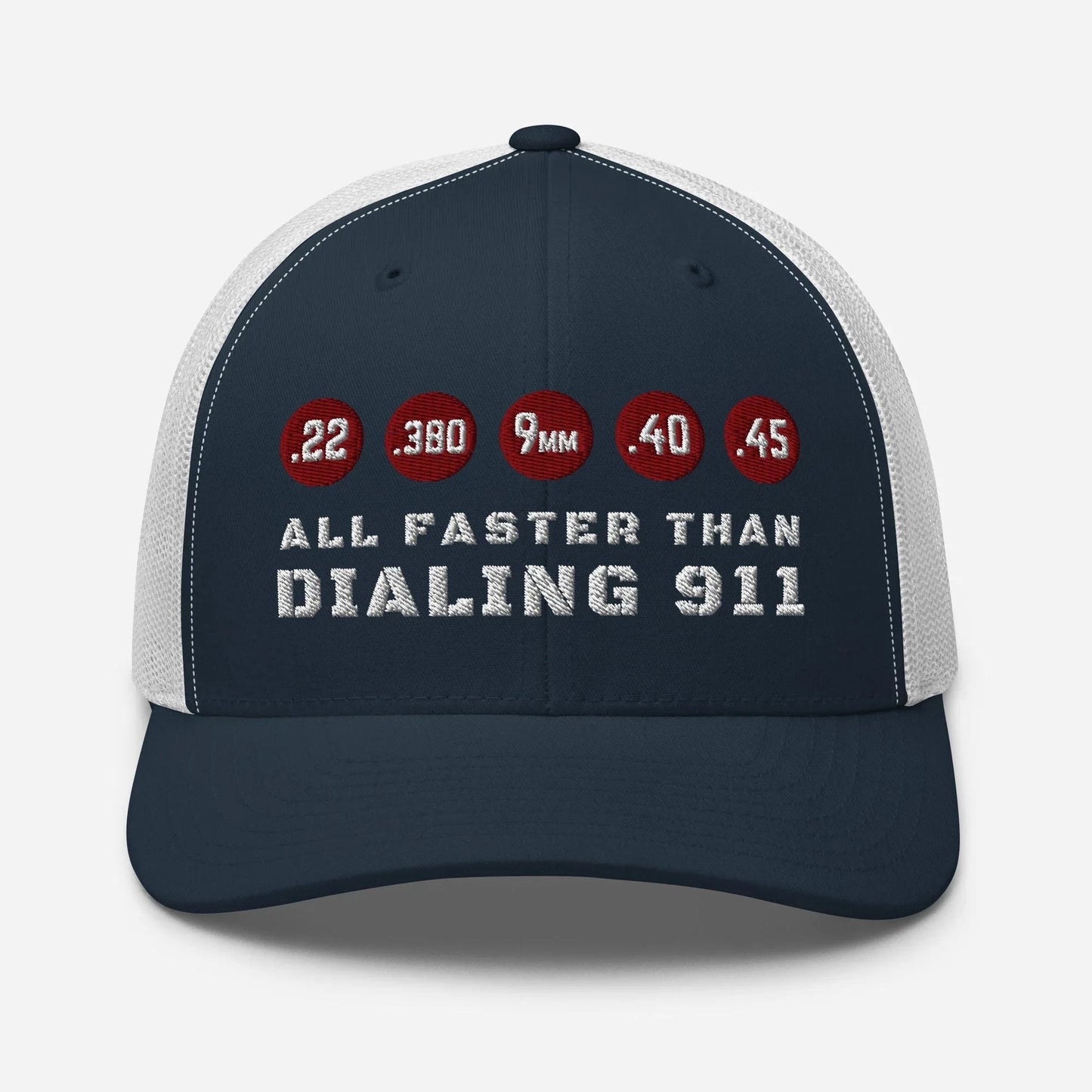 All Faster Than Dialing 911 Snapback Trucker Cap - SKULLFURY MERCH