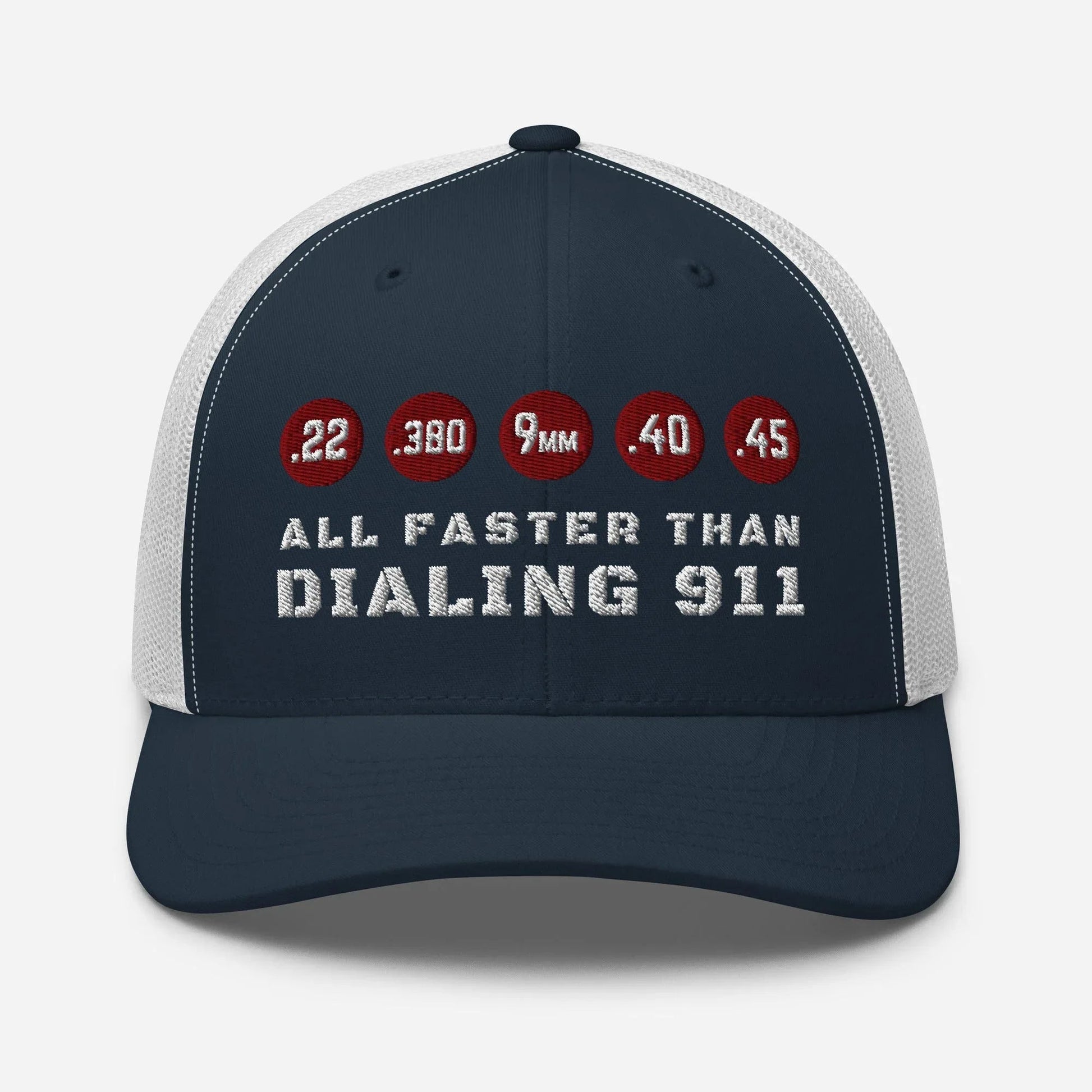 All Faster Than Dialing 911 Snapback Trucker Cap - SKULLFURY MERCH
