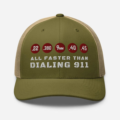 All Faster Than Dialing 911 Snapback Trucker Cap - SKULLFURY MERCH