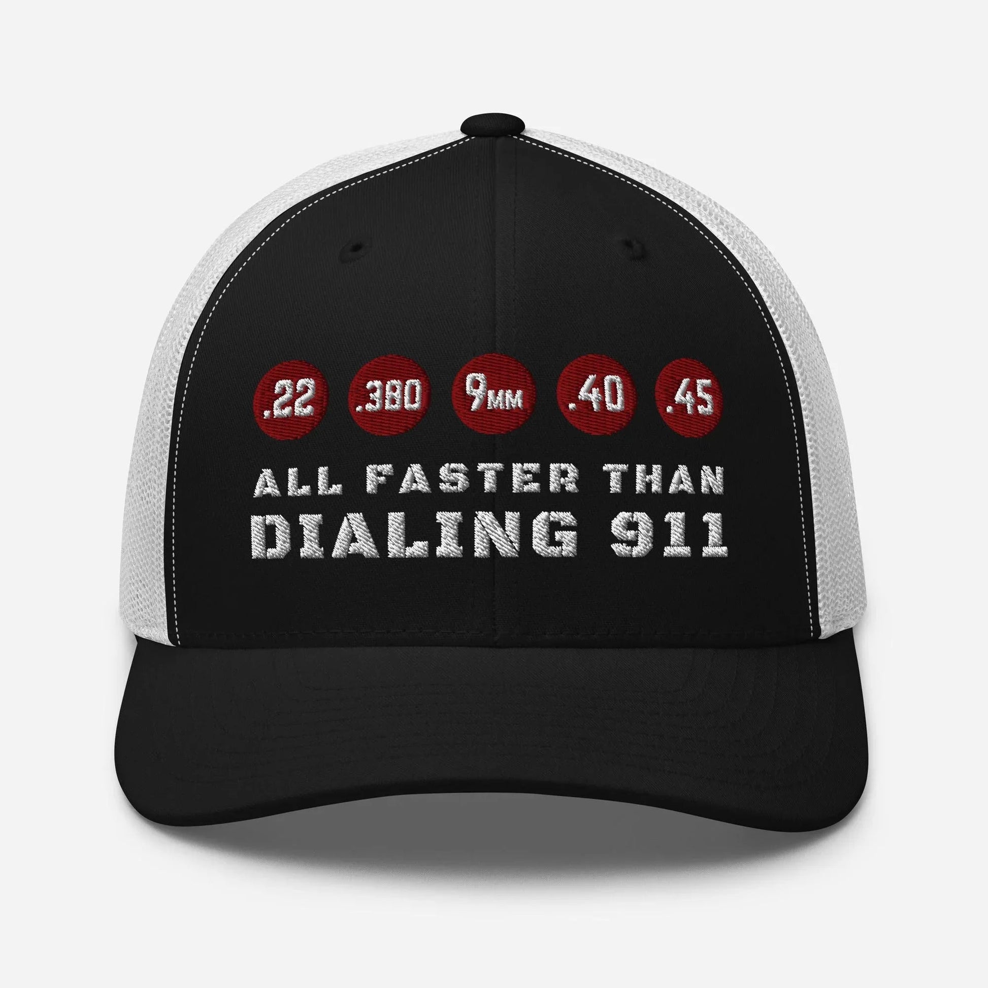 All Faster Than Dialing 911 Snapback Trucker Cap - SKULLFURY MERCH