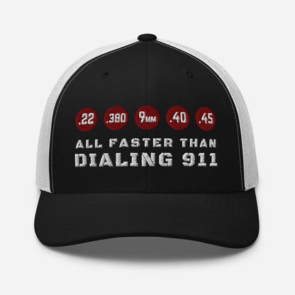 All Faster Than Dialing 911 Snapback Trucker Cap - SKULLFURY MERCH