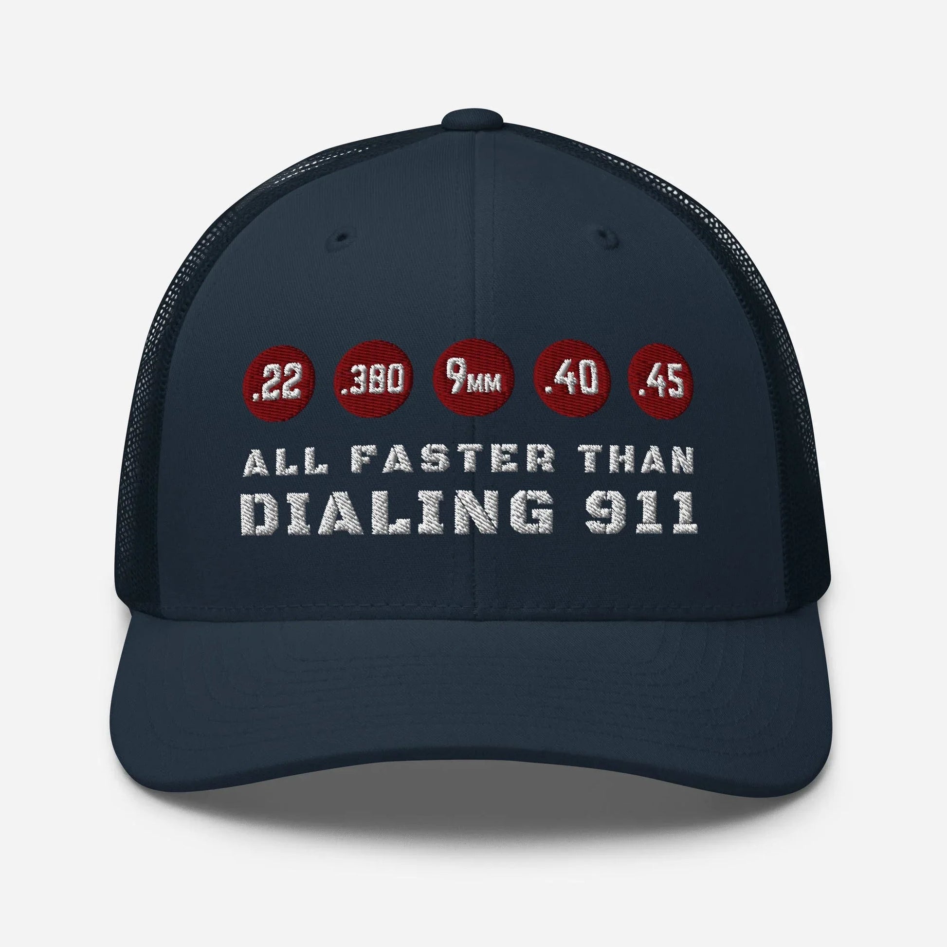 All Faster Than Dialing 911 Snapback Trucker Cap - SKULLFURY MERCH
