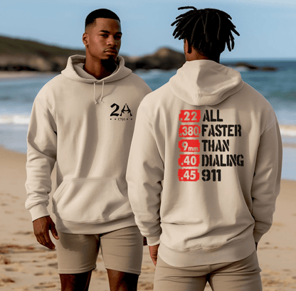 All Faster Than Dialing 911 Unisex Hoodie, Gun Rights Gift, 2nd Amendment Sweatshirt, Pro Gun Apparel - SKULLFURY MERCH