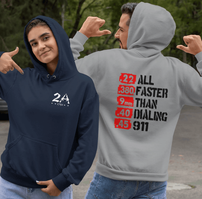 All Faster Than Dialing 911 Unisex Hoodie, Gun Rights Gift, 2nd Amendment Sweatshirt, Pro Gun Apparel - SKULLFURY MERCH