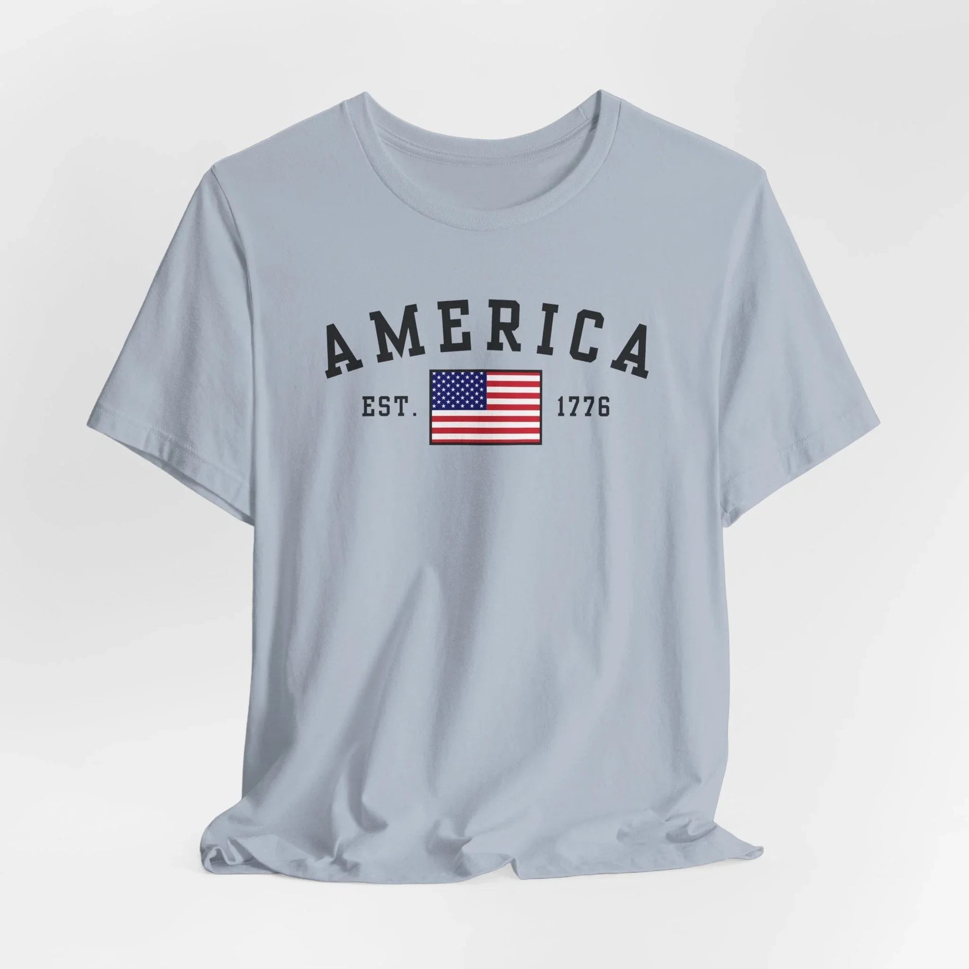 America Est 1776 Patriotic Unisex T-Shirt (Black Print) Celebrate Freedom and Liberty, Independence Day Shirt - SKULLFURY MERCH