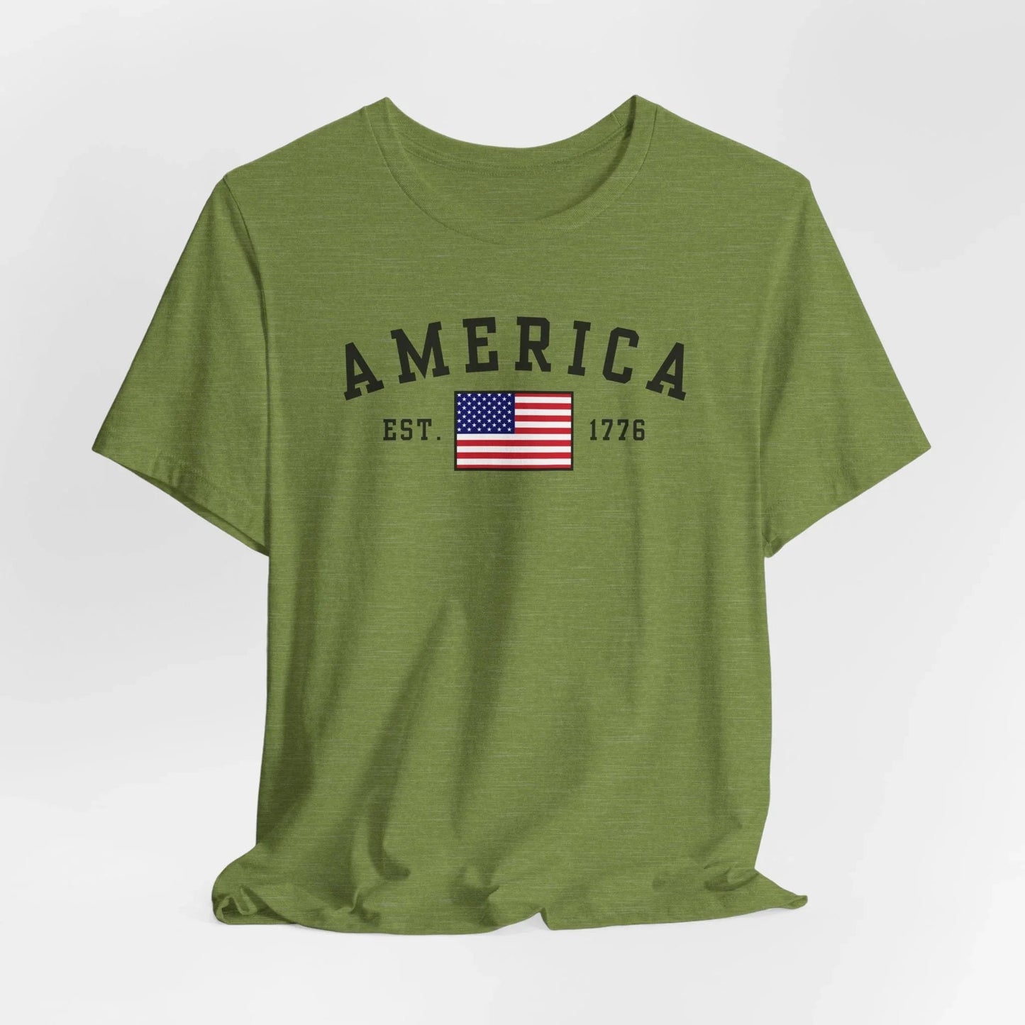America Est 1776 Patriotic Unisex T-Shirt (Black Print) Celebrate Freedom and Liberty, Independence Day Shirt - SKULLFURY MERCH