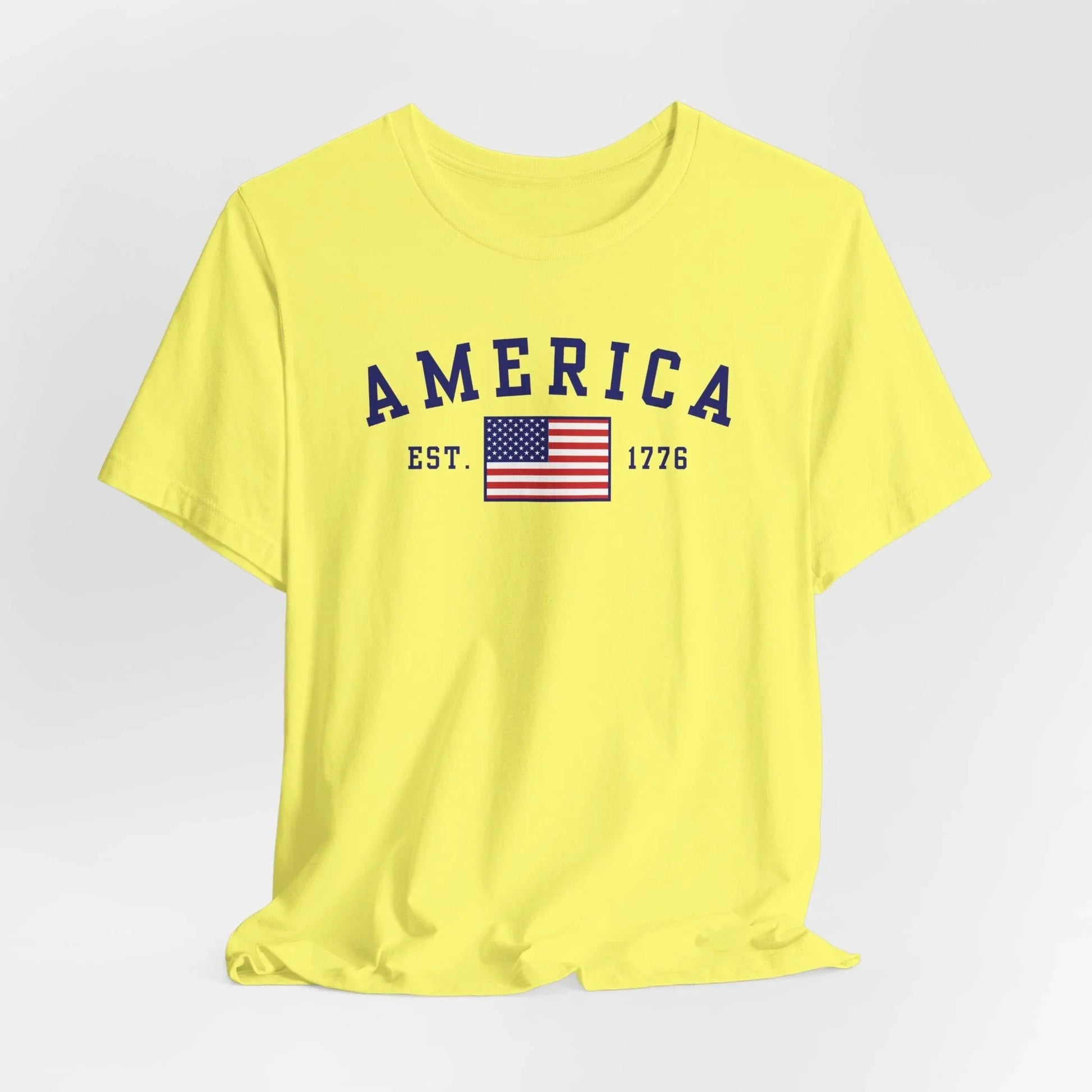 America Est 1776 Patriotic Unisex T-Shirt (Blue Print) Celebrate Freedom and Liberty, Independence Day Shirt - SKULLFURY MERCH