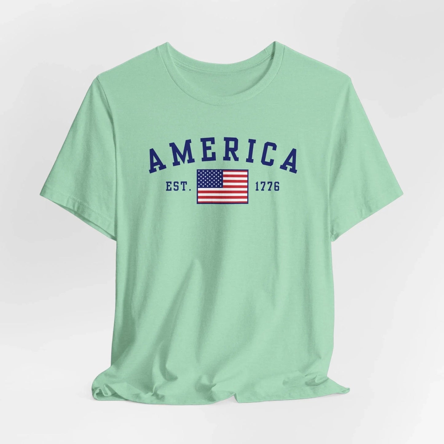 America Est 1776 Patriotic Unisex T-Shirt (Blue Print) Celebrate Freedom and Liberty, Independence Day Shirt - SKULLFURY MERCH