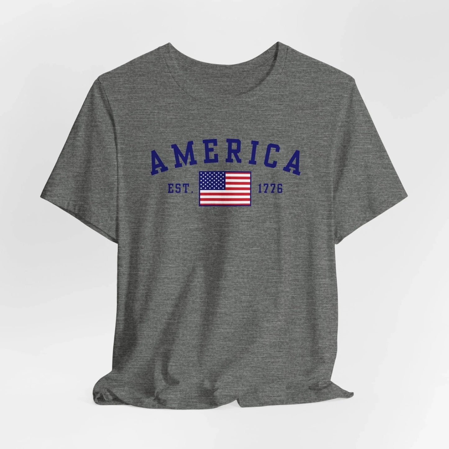America Est 1776 Patriotic Unisex T-Shirt (Blue Print) Celebrate Freedom and Liberty, Independence Day Shirt - SKULLFURY MERCH