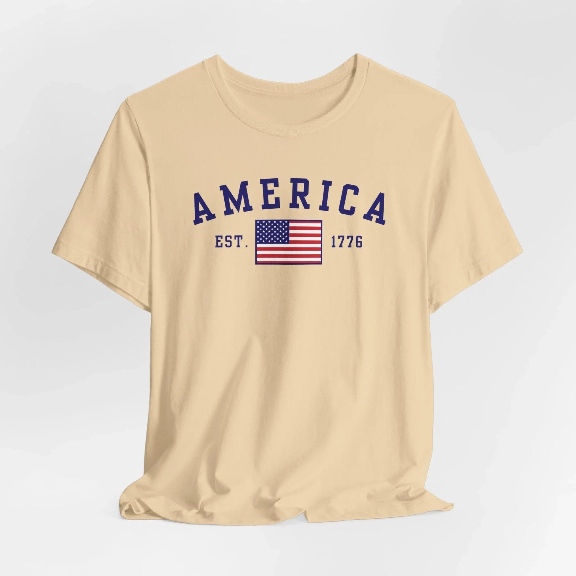 America Est 1776 Patriotic Unisex T-Shirt (Blue Print) Celebrate Freedom and Liberty, Independence Day Shirt - SKULLFURY MERCH