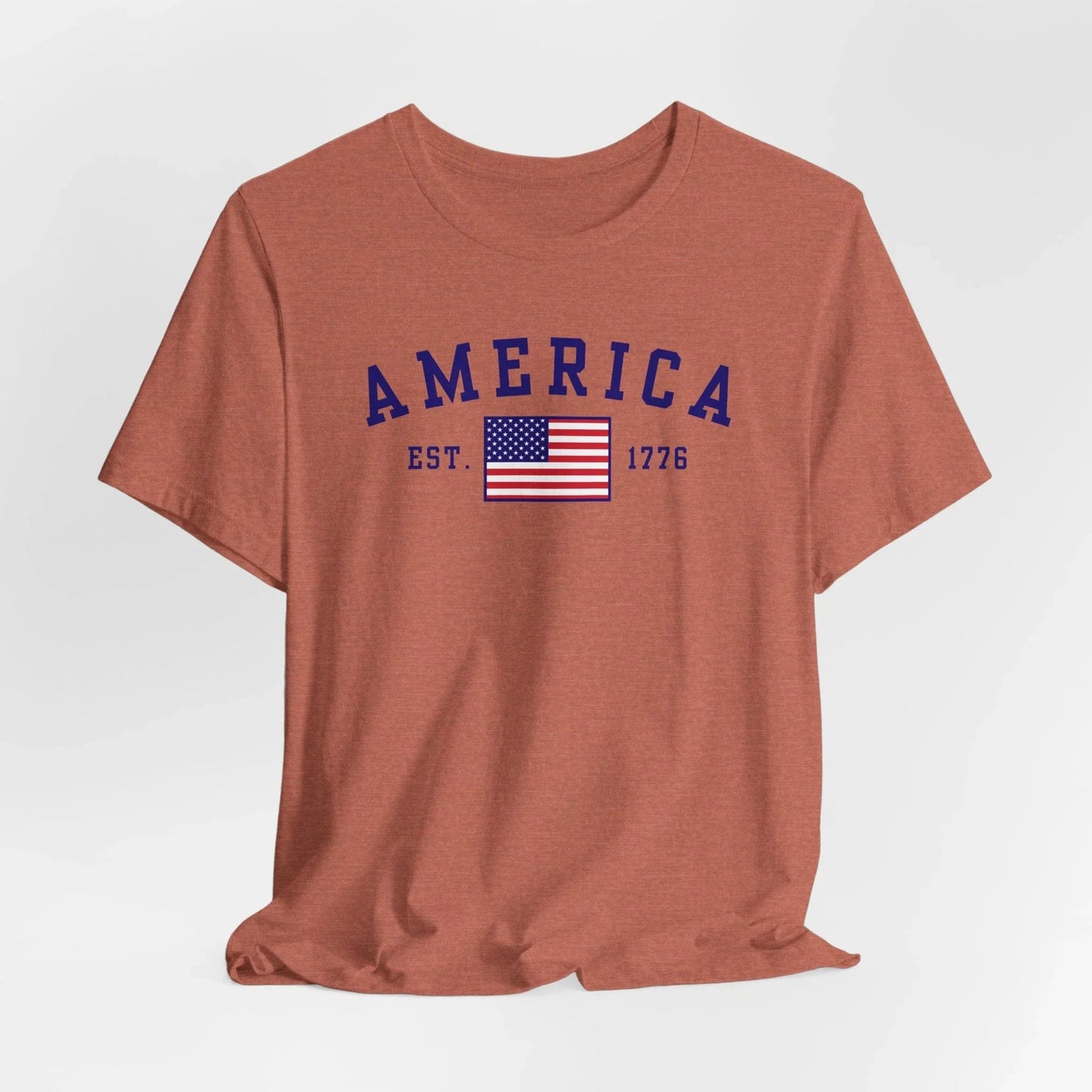 America Est 1776 Patriotic Unisex T-Shirt (Blue Print) Celebrate Freedom and Liberty, Independence Day Shirt - SKULLFURY MERCH