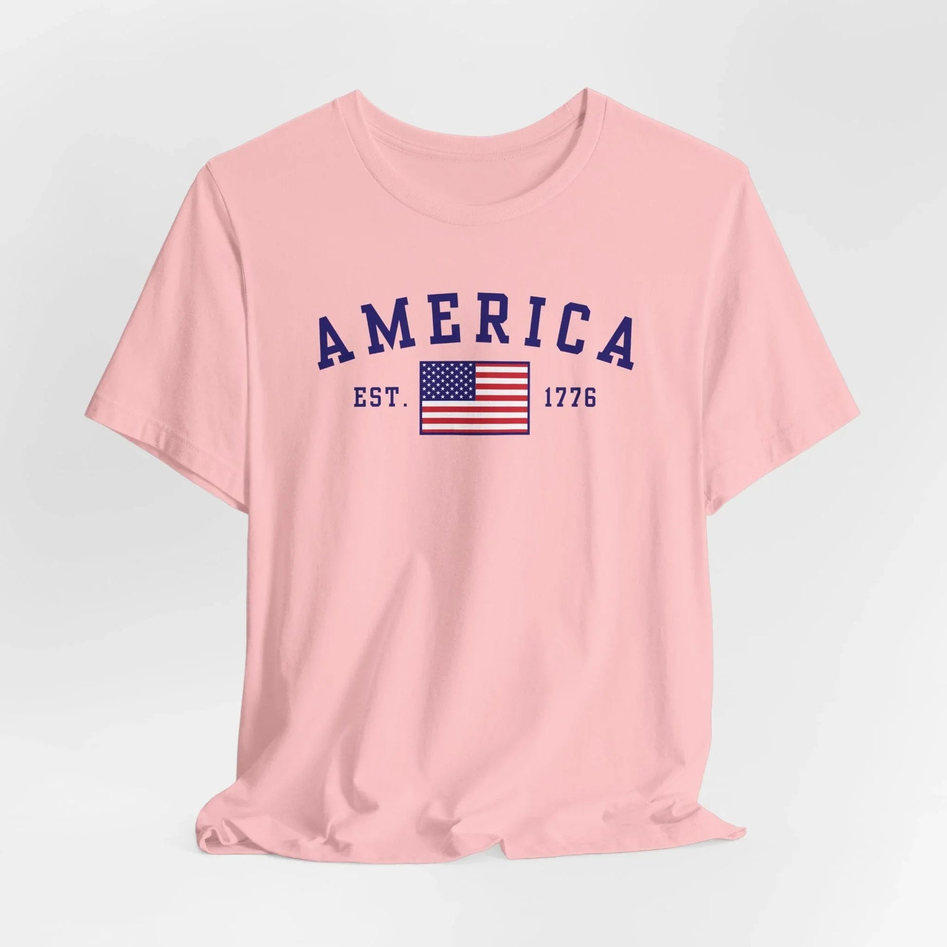 America Est 1776 Patriotic Unisex T-Shirt (Blue Print) Celebrate Freedom and Liberty, Independence Day Shirt - SKULLFURY MERCH