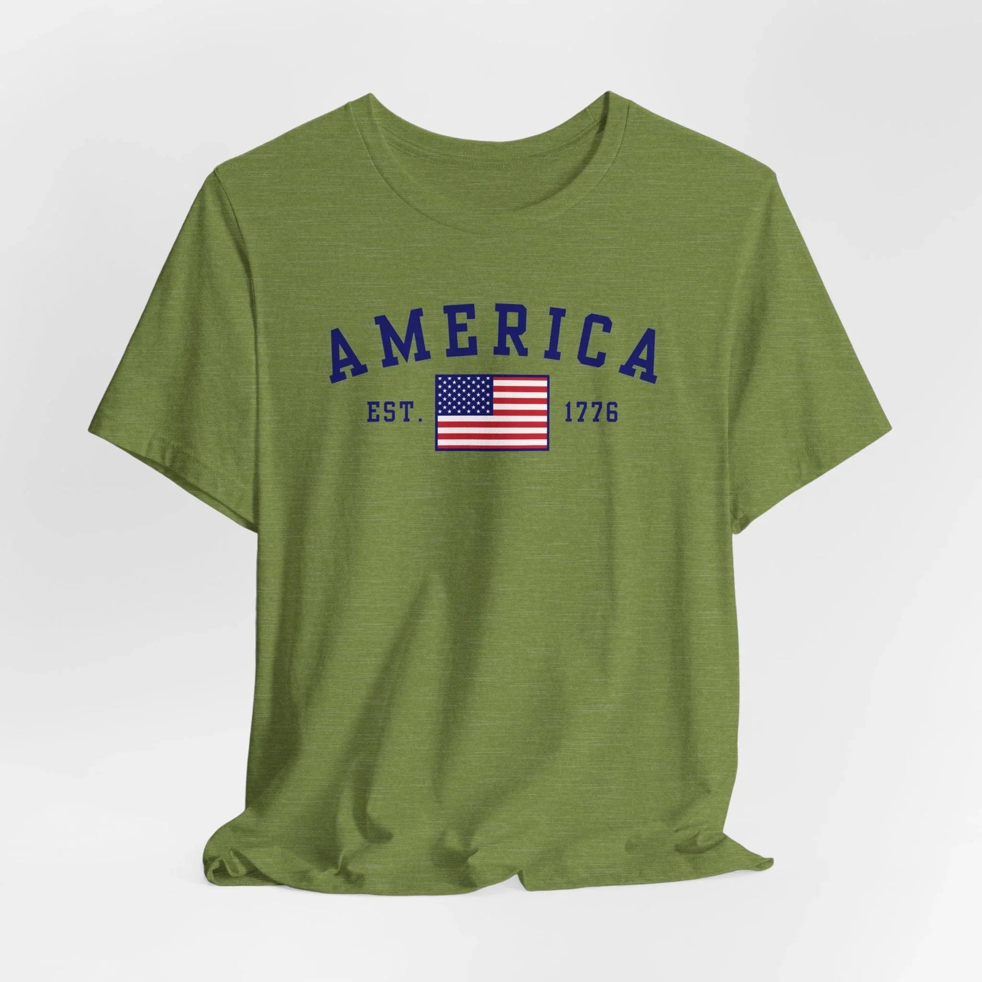 America Est 1776 Patriotic Unisex T-Shirt (Blue Print) Celebrate Freedom and Liberty, Independence Day Shirt - SKULLFURY MERCH