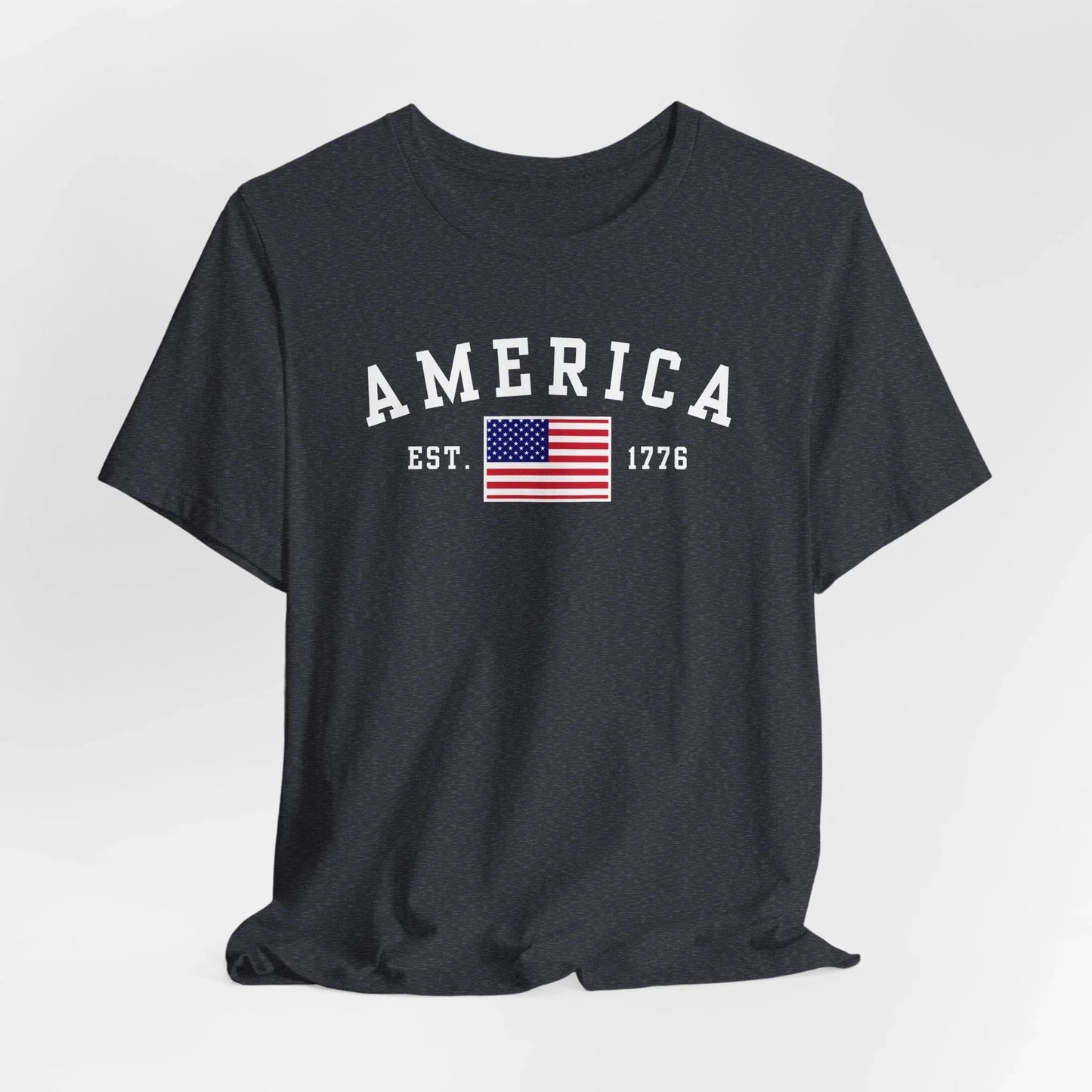 America Est 1776 Patriotic Unisex T-Shirt (White Print) Celebrate Freedom and Liberty, USA Tee, Independence Day Shirt - SKULLFURY MERCH