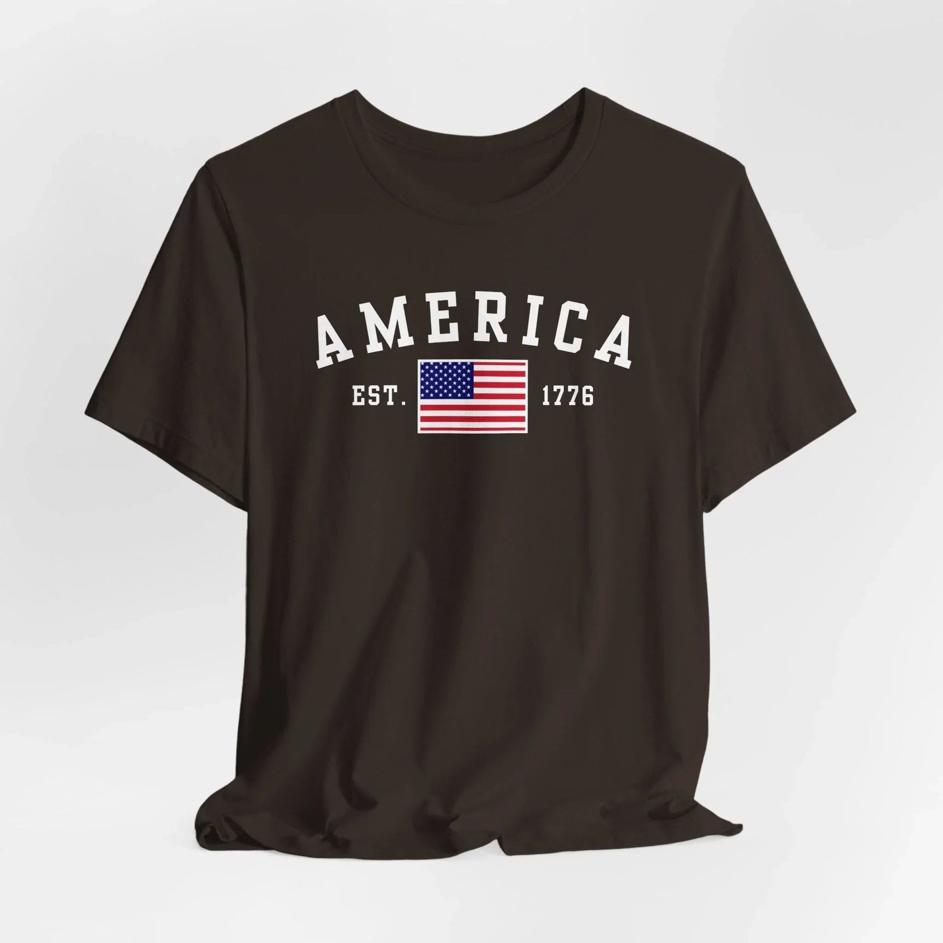 America Est 1776 Patriotic Unisex T-Shirt (White Print) Celebrate Freedom and Liberty, USA Tee, Independence Day Shirt - SKULLFURY MERCH