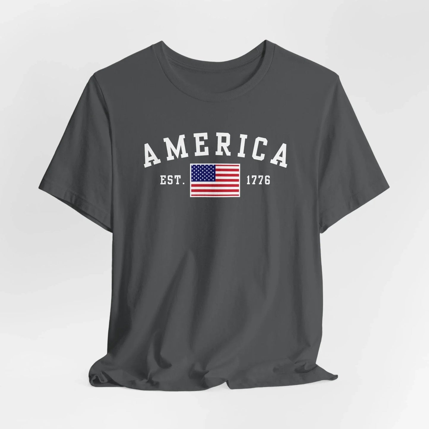 America Est 1776 Patriotic Unisex T-Shirt (White Print) Celebrate Freedom and Liberty, USA Tee, Independence Day Shirt - SKULLFURY MERCH