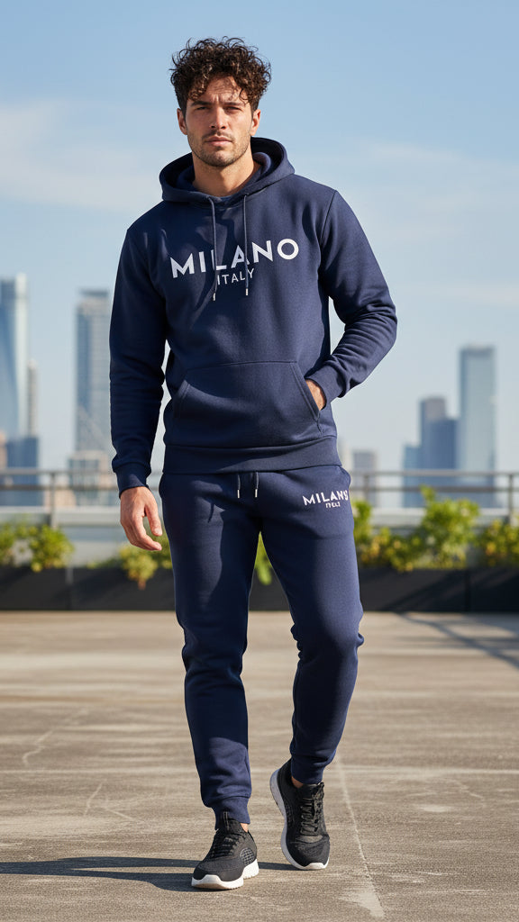 Men's Milano Printed Hoodie and Drawstring Sweatpants Set