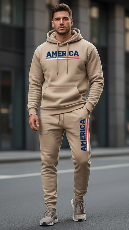 The America Urban Streetwear Fleece Tracksuit Set