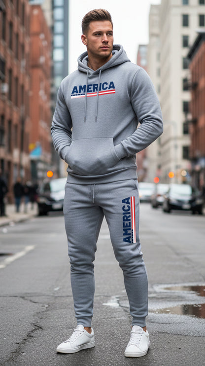 The America Urban Streetwear Fleece Tracksuit Set