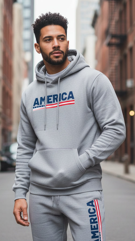 The America Urban Streetwear Fleece Tracksuit Set