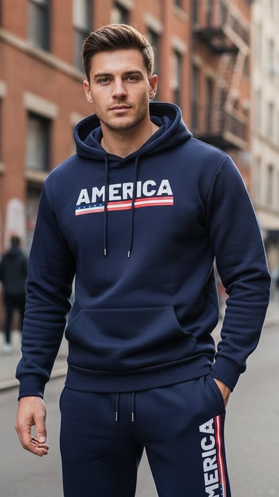 The America Urban Streetwear Fleece Tracksuit Set